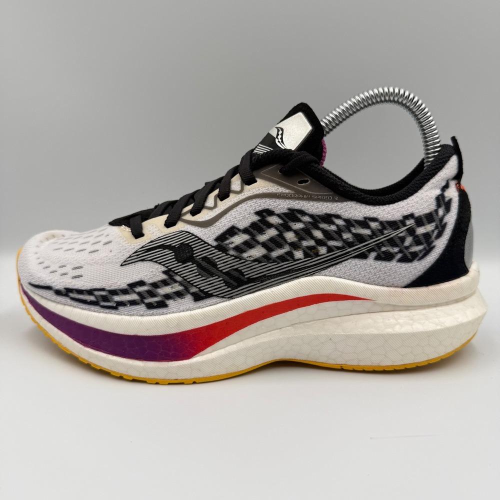 Saucony Endorphin Speed 2 Women Size 7 Running Shoes S10688-40 White Black - Picture 3 of 8